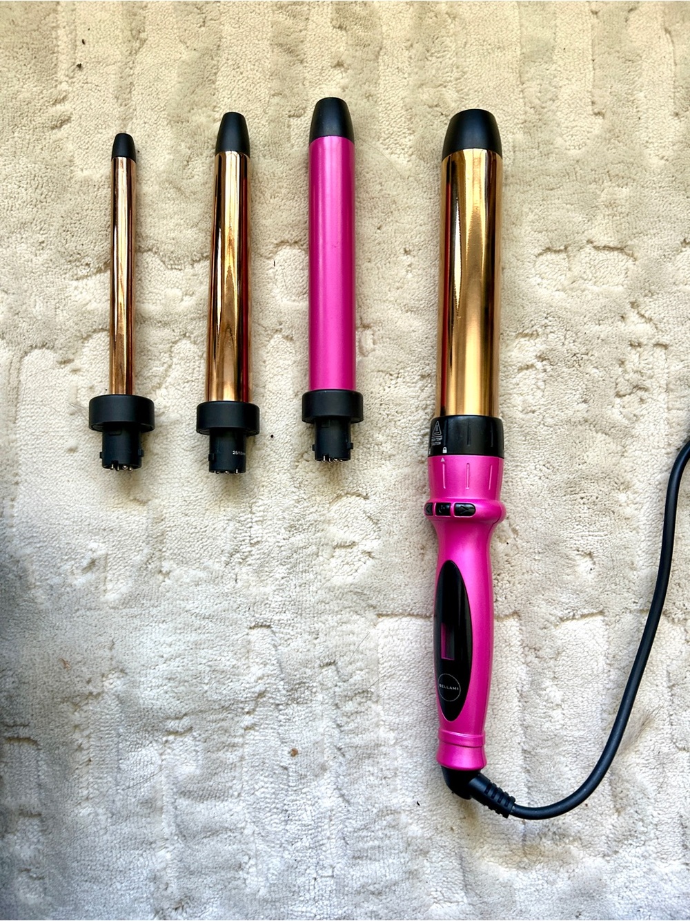 Bellami Interchangeable Curling Wand Set - Pink and Gold